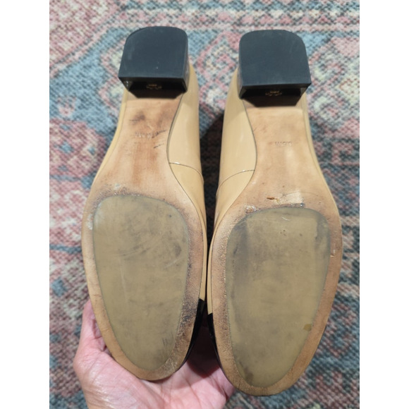 Tory Burch Gigi Pump Soft Patent Leather Heels Black/Beige Women’s Size 8.5 - Picture 5 of 7